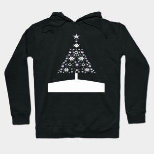 Christmas Yule Tree Made Of Snowflakes and Stars Hoodie